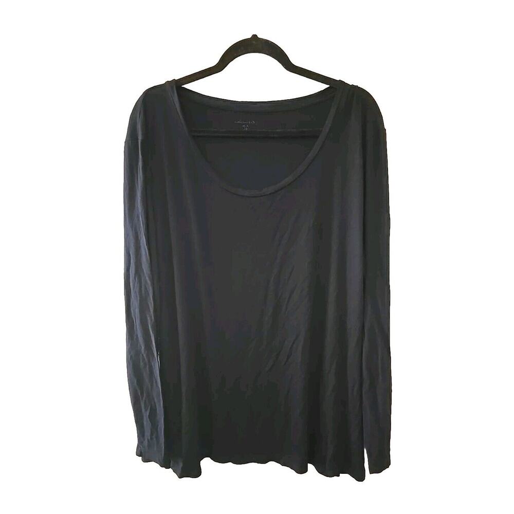 Willow Bay Black Scoop Neck Relaxed Long Sleeve Casual Top Womans Plus Size 4X